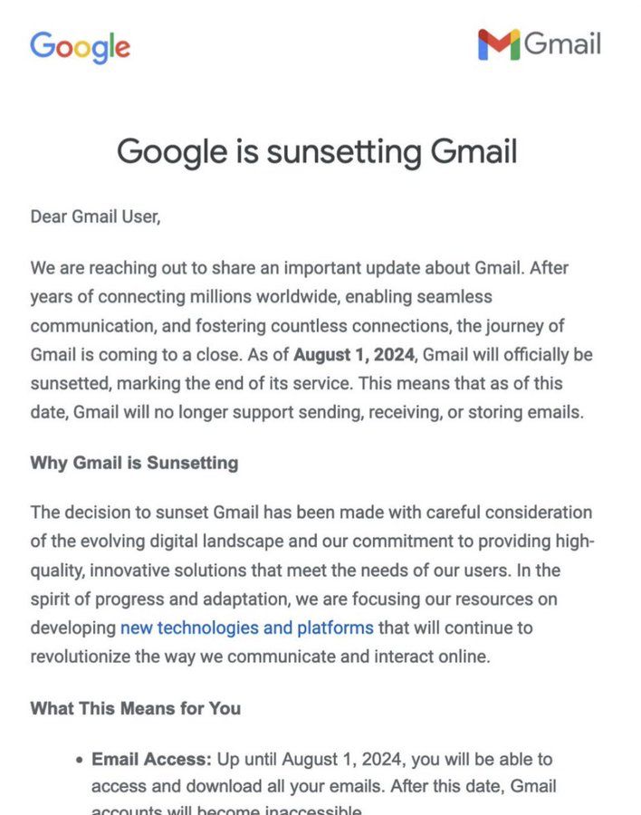 Is Google shutting Down Gmail