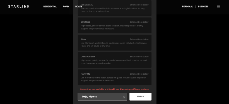 Starlink Error: No Services Are Available at This Address. Please Try a Different Address